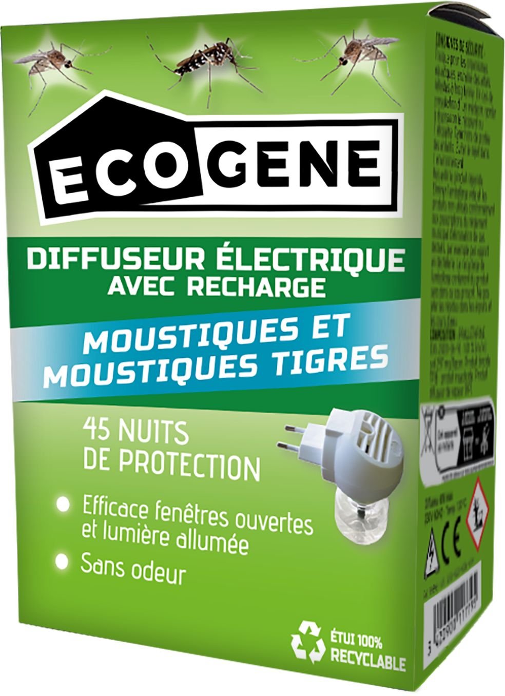 Diffuseur electrique + recharge anti-moustiques ecogene 30 ml -tp18
