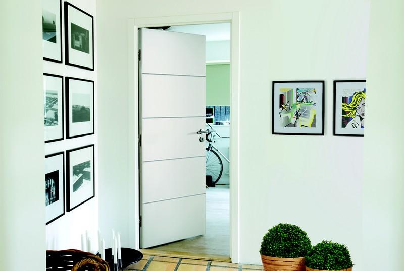 Bloc-porte thermique HORIZON à recouvrement - postformé isolant Climat B - Huisserie Perf+ 66x54MM - Serrure 3 points - poussant gauche - 204x73CM