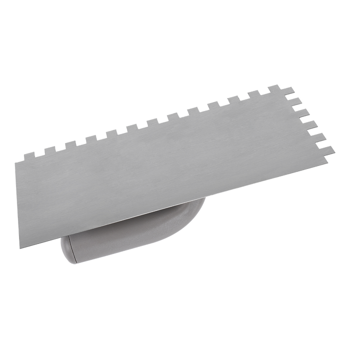 Platoir à colle inox dent château 10mm avec manche bi-matière - 270x130mm