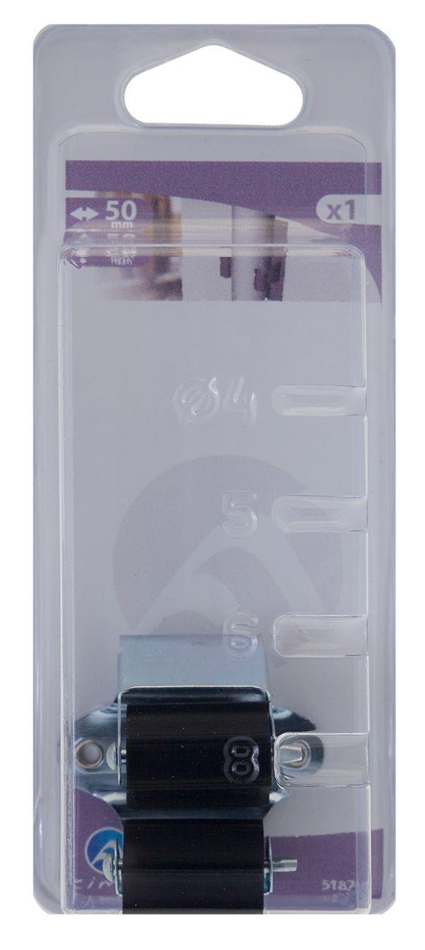 Porte balai à visser Acier zingué/caoutchouc noir 50x50x41 Blister de 1