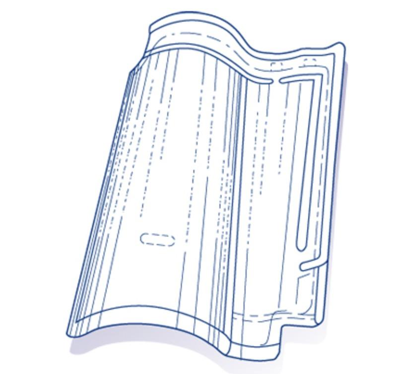 Tuile de verre unité GUIRAUD N°91 - long. 48.5 cm x larg. 32.5 cm