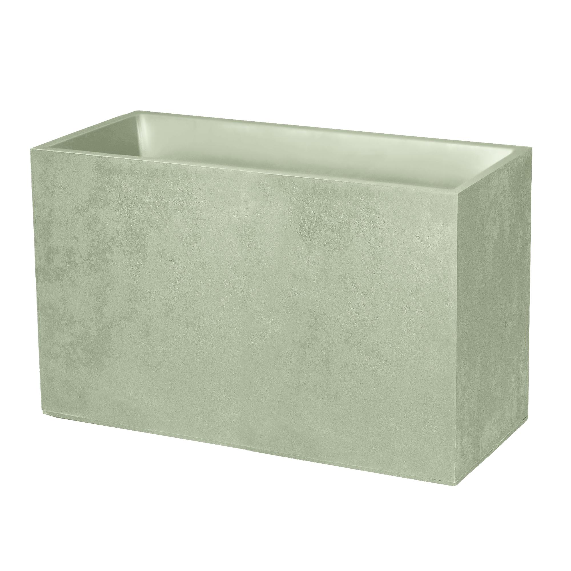 Jardinière muret BASALT 116L polypropylène vert amande décor béton