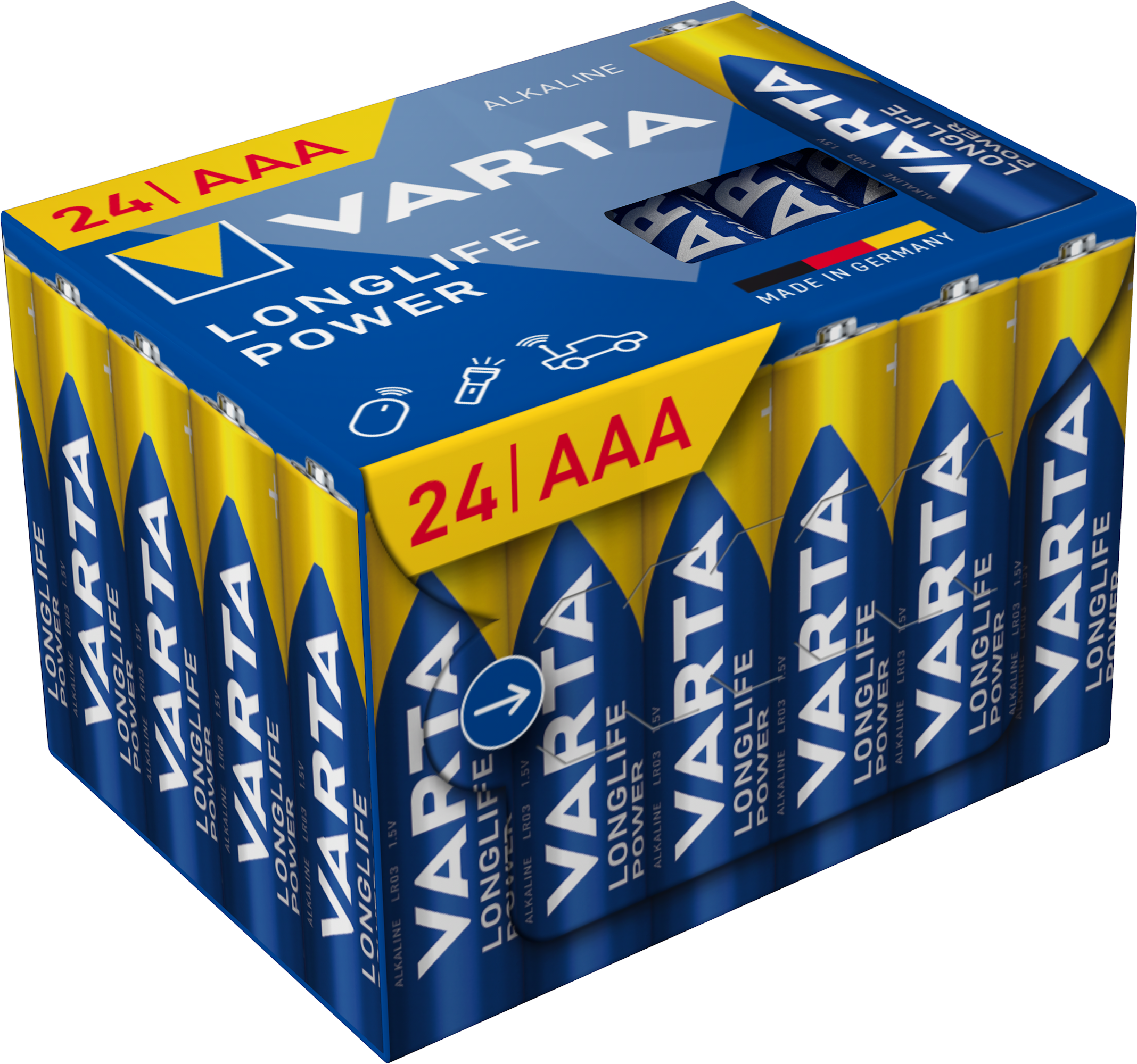 Pile Alcaline VARTA  Longlife Power  AAA/LR03 - Lot de 24 unités