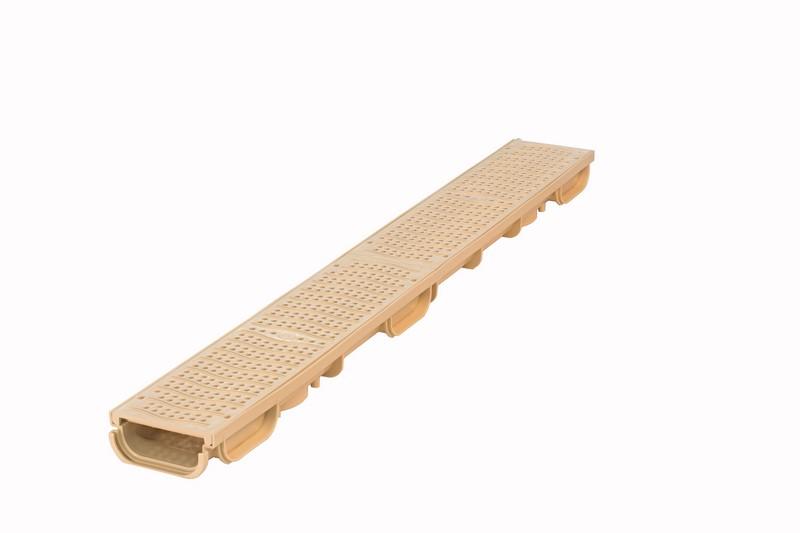 Caniveau composite Canyl Tep Sable avec 2 grilles piscine classe A15