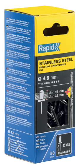 Rivets INOX Ø4.8 x 25mm Boite 50 + forêt