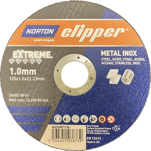 Disque à tronçonner EXTREME METAL/INOX  125x1,0x22,23 T41