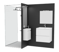 Kit expo les Essentiels Sanitaire - Salle expo - Comprend 1 présentoir + meubles+douche+robinets expo
