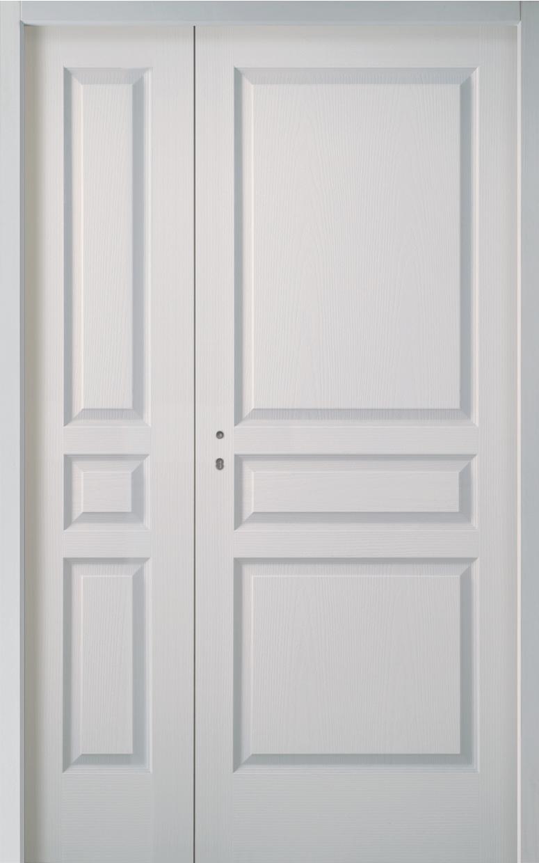 Bloc-porte SEVIAC à Chant Droit - Postformé Ame Alvéolaire - 2 vantaux tierces - Huisserie PERF+ 72x55mm - Serrure PDDT - Poussant Droit - 204x126cm (83+43cm) - AXE 50MM