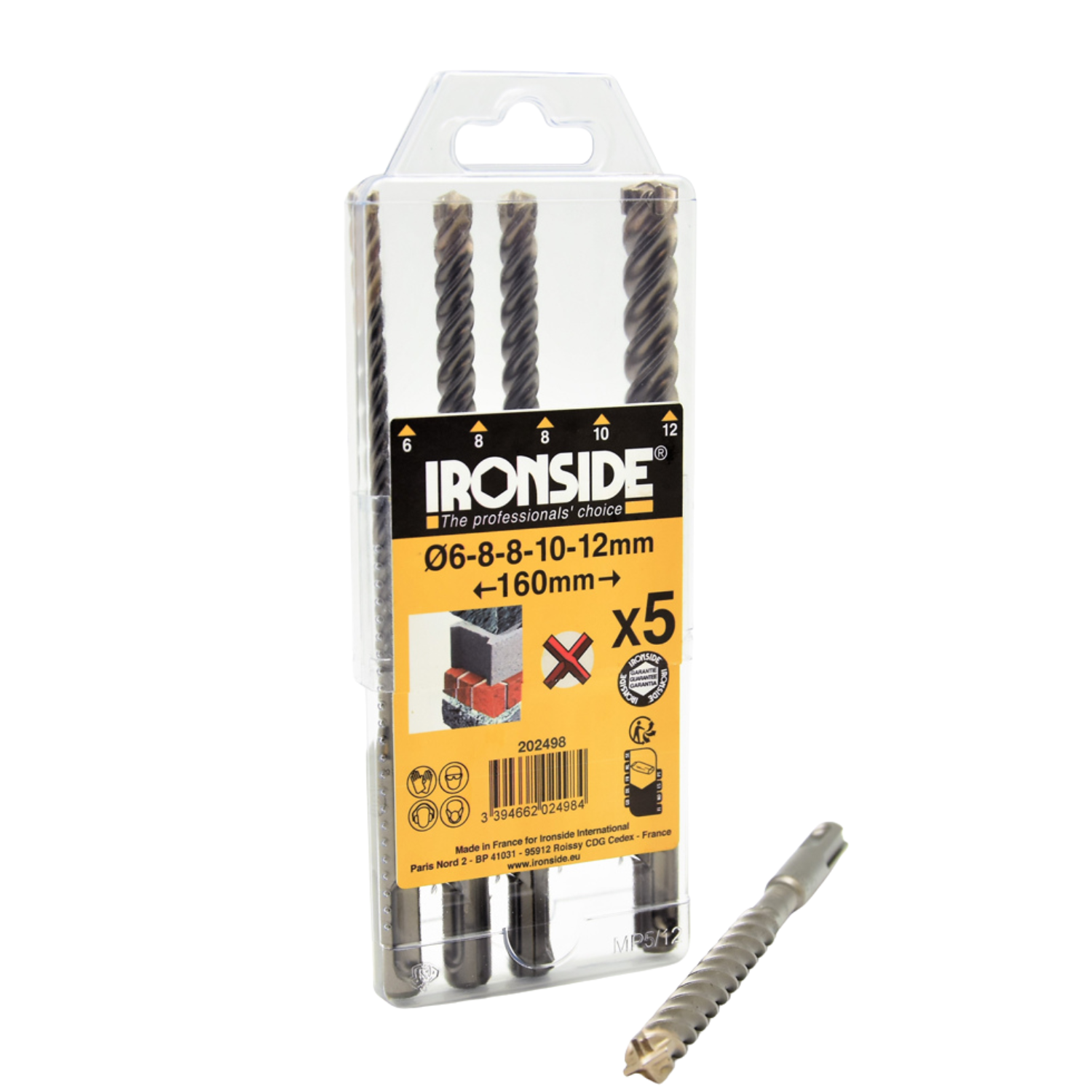 Coffret 5 forets béton SDS+ 6-8(x2)-10-12mm 4 taillants