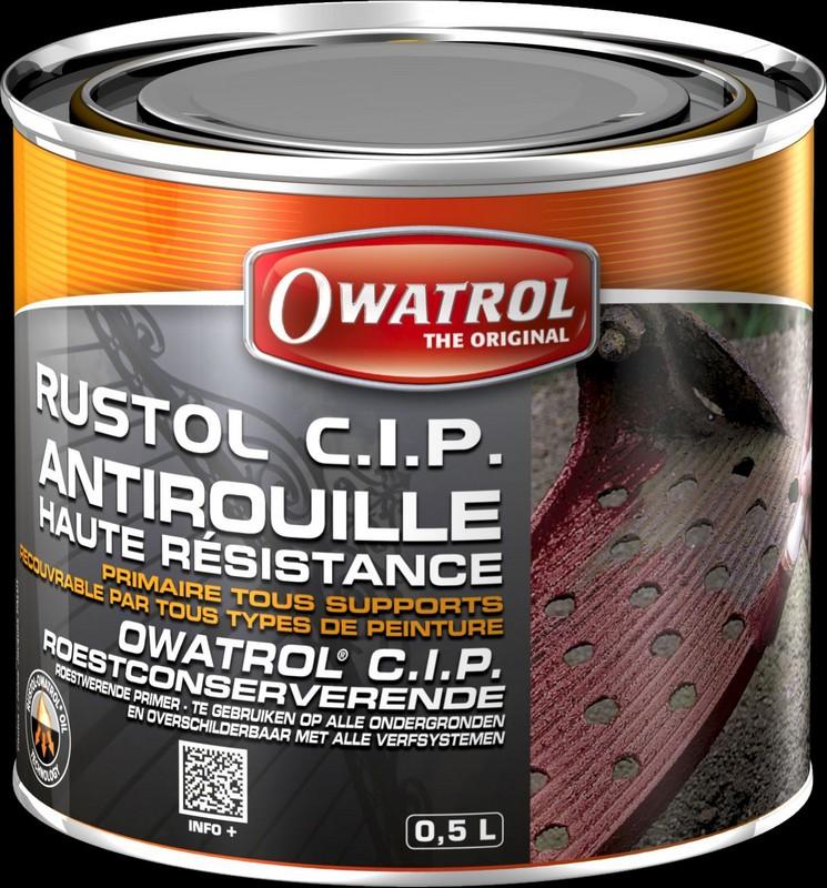 Primaire glycéro RUSTOL C I P supports métalliques anti-rouille extrème satiné mat brun rouge 0.5 L