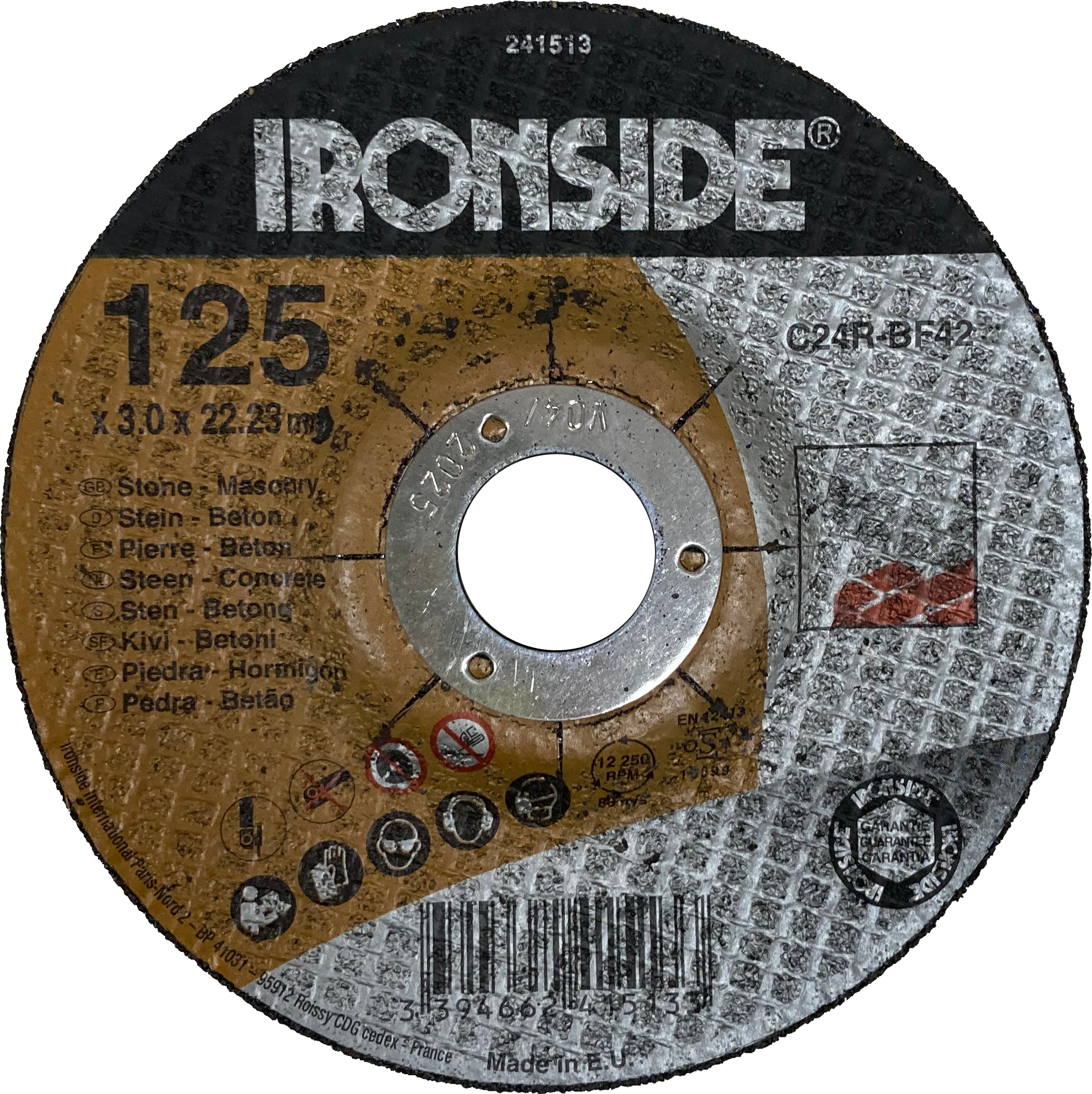 Disque tronçonnage matériaux - Moyeu déporté Ø125 x 3MM - Ironside