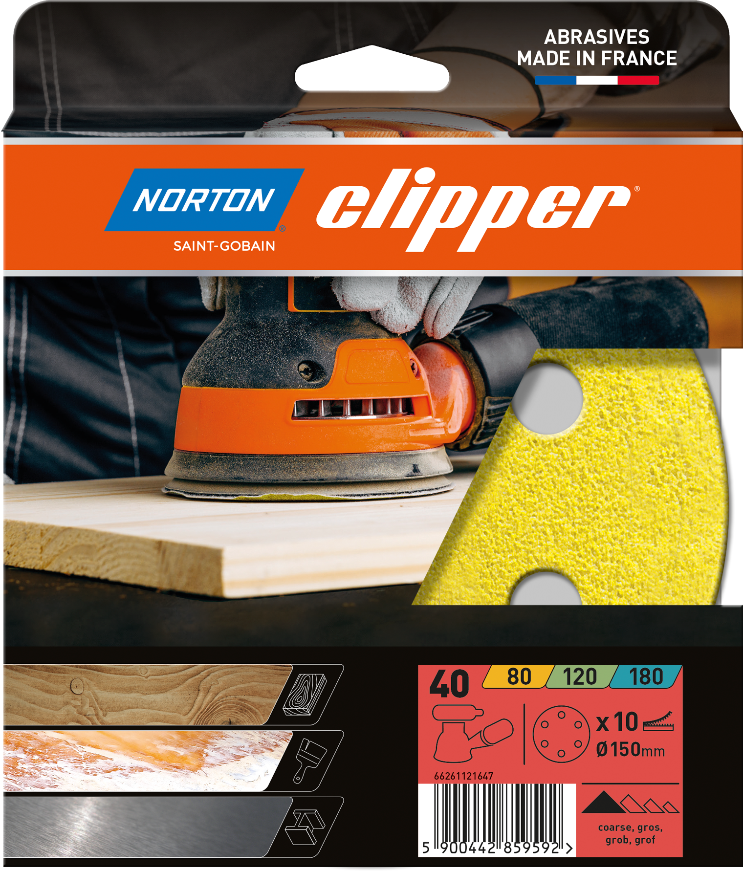 Disques abrasifs velcro 6 Trous 150 G40 - Lot de 10