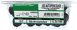 Vis autoperceuse Tête héxagonale à collerette Acier zingué - tête laquée gris 6,3x100 Barquette de 50