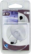 Crochet ventouse Acier zingué / Plastique blanc D:45 Blister de 1