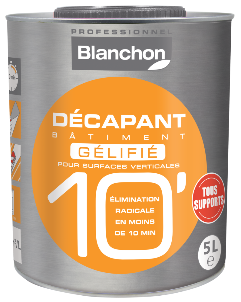 Décapant gélifié pour surfaces verticales en 10MIN 5L - Blanchon