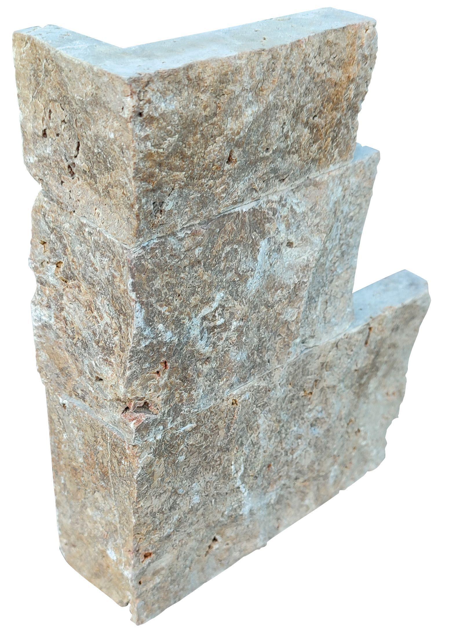 Parement Angle SPLIT NOCE 5/7,5/10 x LL x 2,1 cm - Travertin éclaté bord scié