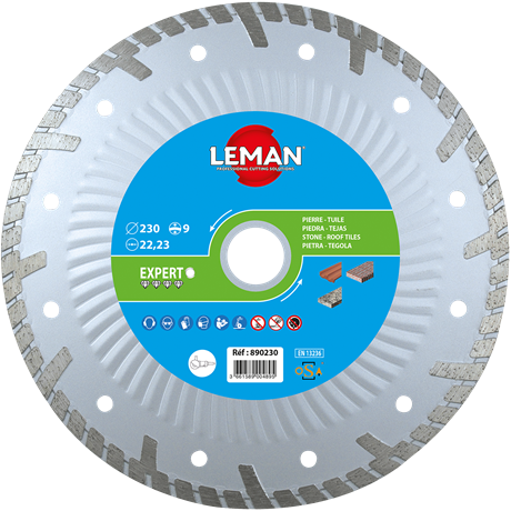 Disque Diamant Coupe et Ponce Tuiles - Ø230mm - Ep.2,5mm Segment 9mm Alésage 22,23