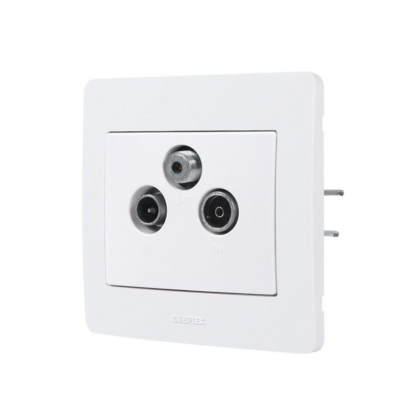 DIAM 2- PRISE TV-FM-SAT MONOBLOC APPAREILLAGE A ENCASTRER BLANC