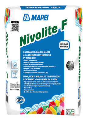 Ragréage mural fin allégé - NIVOLITE F Gris clair -  Sac de 15kg