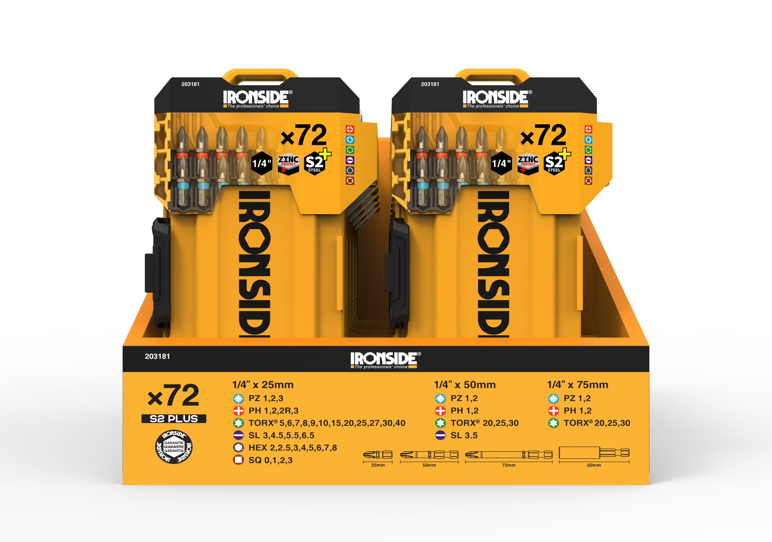 Embouts de visseuse PRO S2 PLUS 72 pièces - Ironside