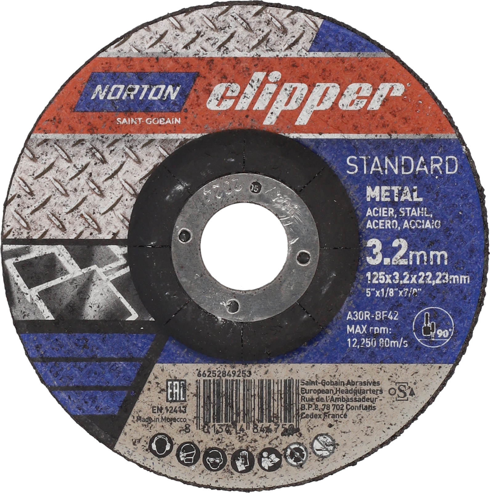 Disque à tronçonner STANDARD  METAL/INOX 125x3,2x22,23 T42