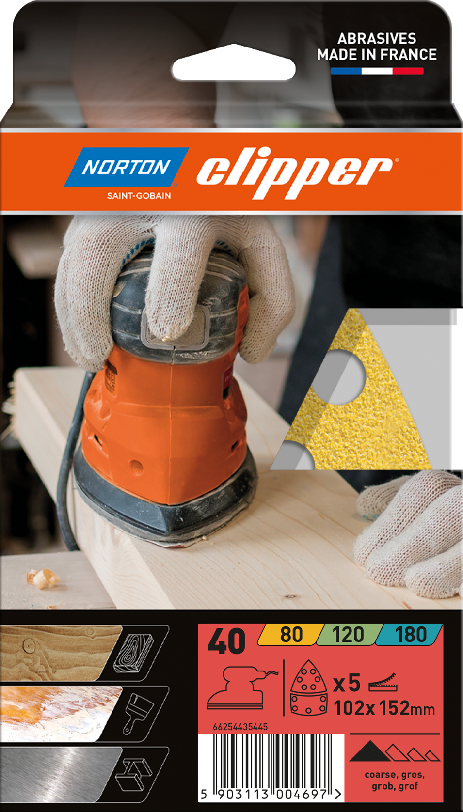 Abrasifs velcro perforé 102x152 G40 - Lot de 5