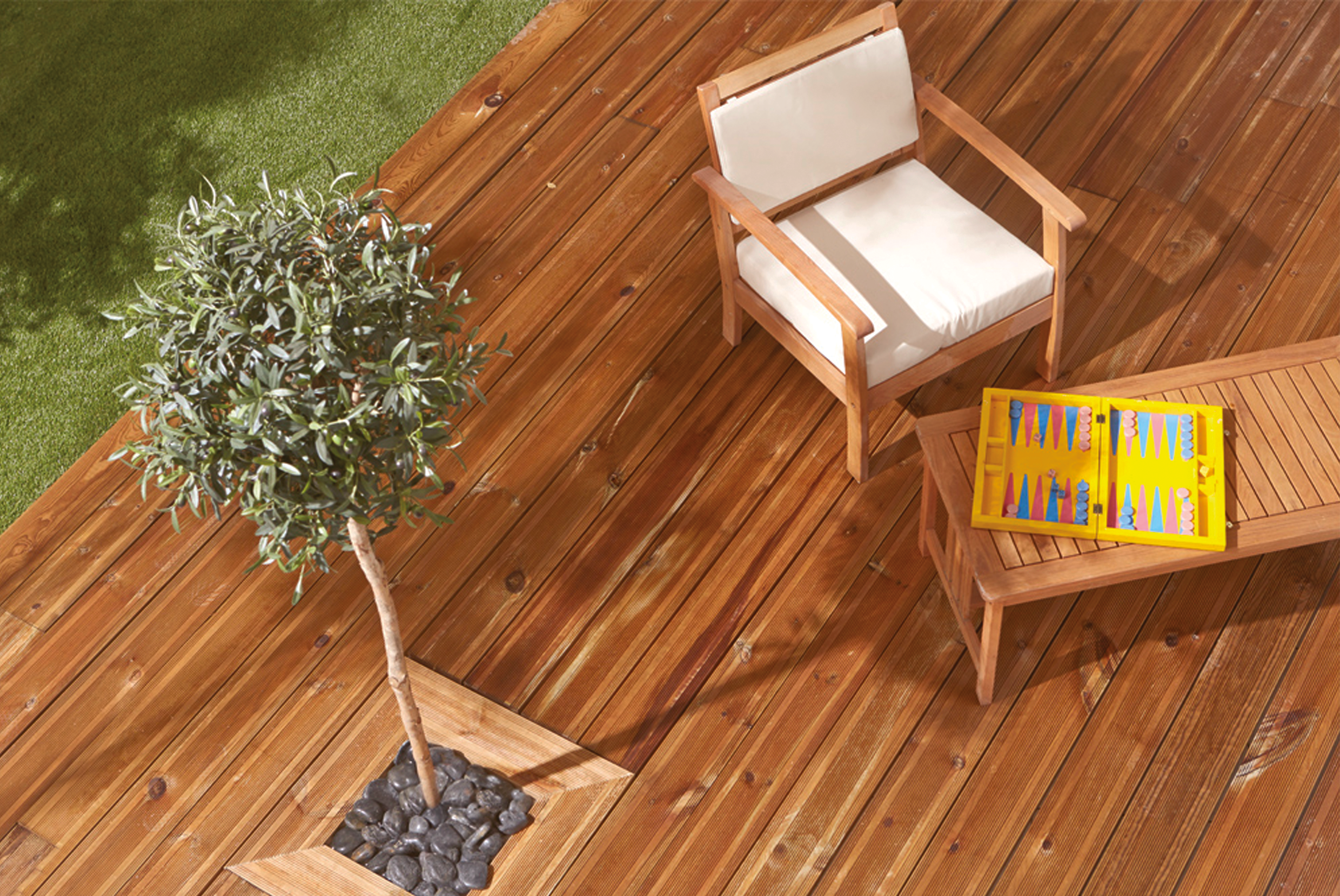 Lame de terrasse en Pin rouge du Nord choix AB - 27x145mm L.3,90m - Marron