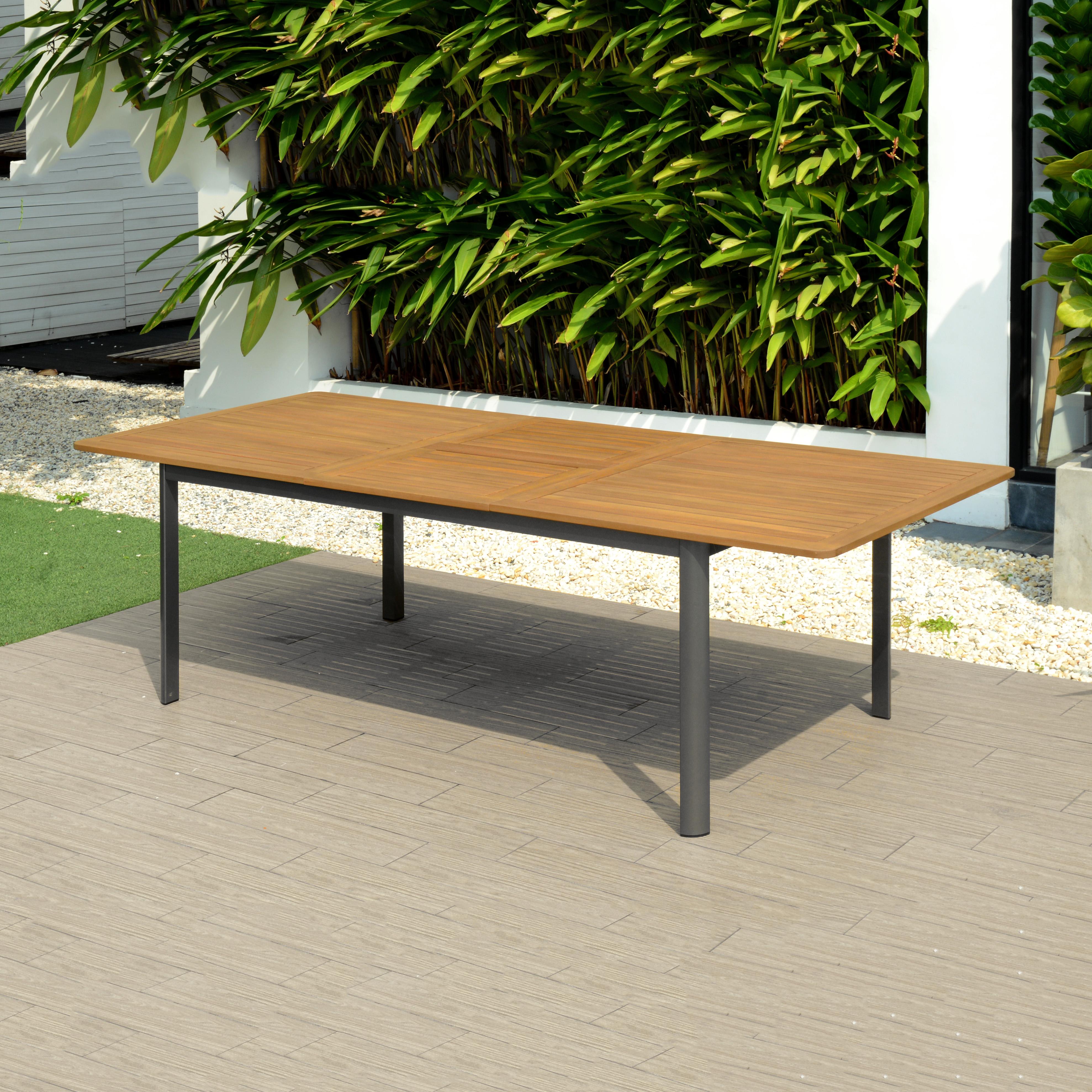 TABLE JARDIN ALU BOIS 180/240 X 100 GRAPHITE / EUCALYPTUS