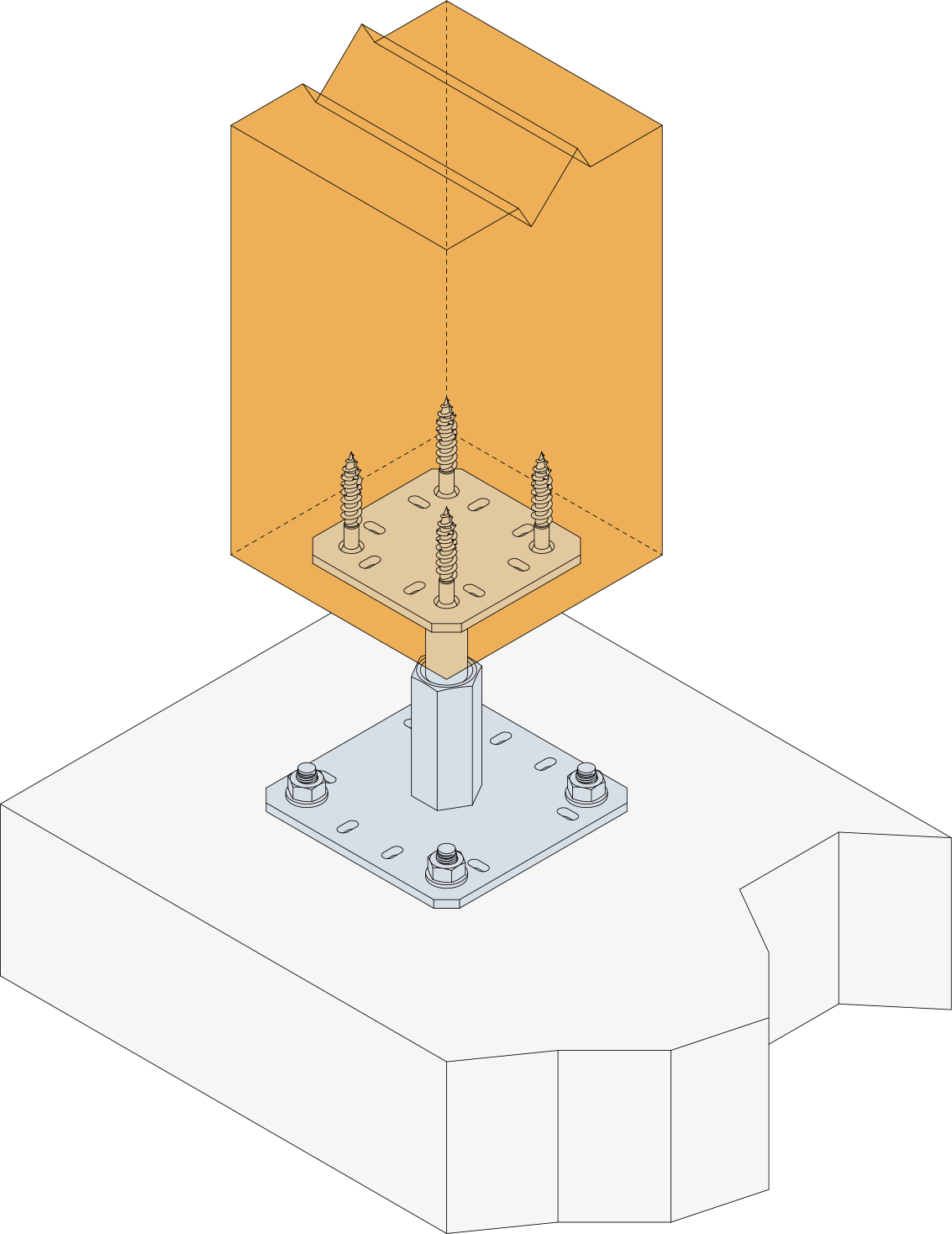 Kit pied de poteau réglable PPRC + 8 fixations