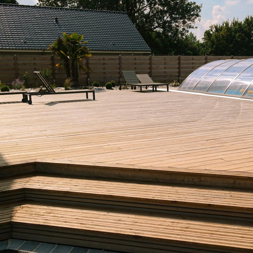 Lame de terrasse MELEZE Naturel - Profil Solaris - 26x145mm L.4m