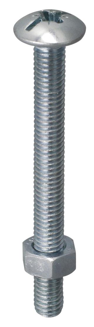 Boulon poelier Pozidriv Tête ronde large Acier zingué 6x60 Blister de 8