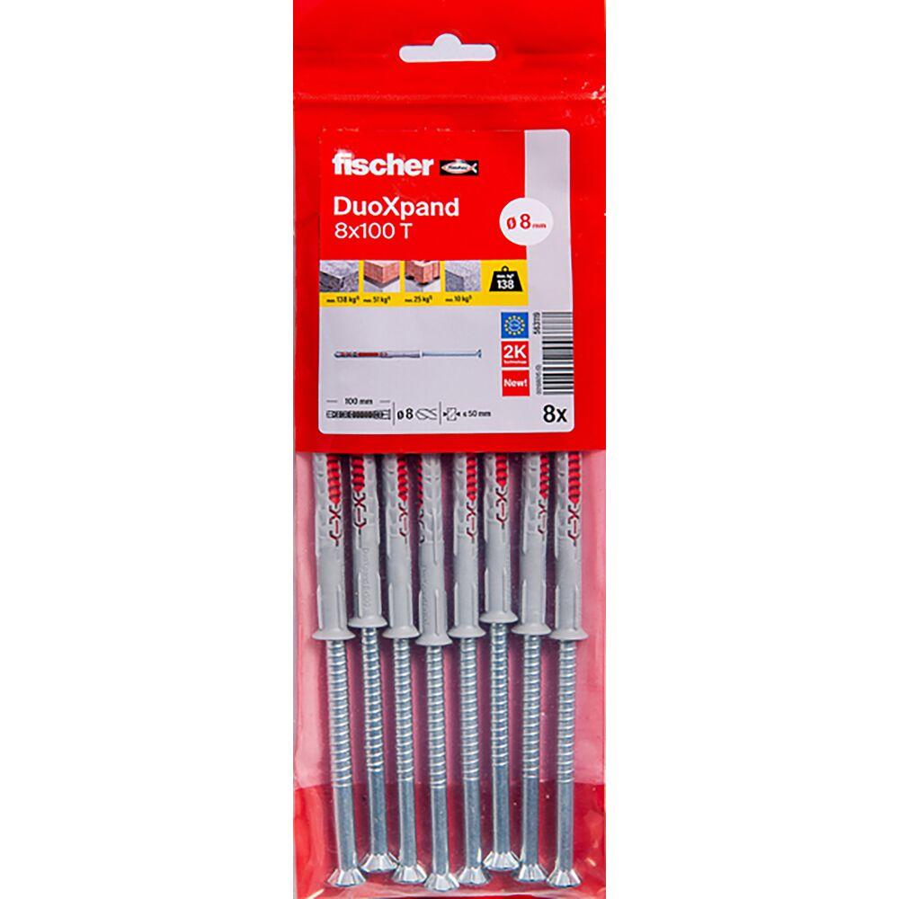 Cheville rallongée avec vis tête fraisée DuoXpand 8x100 T - Sachet de 8