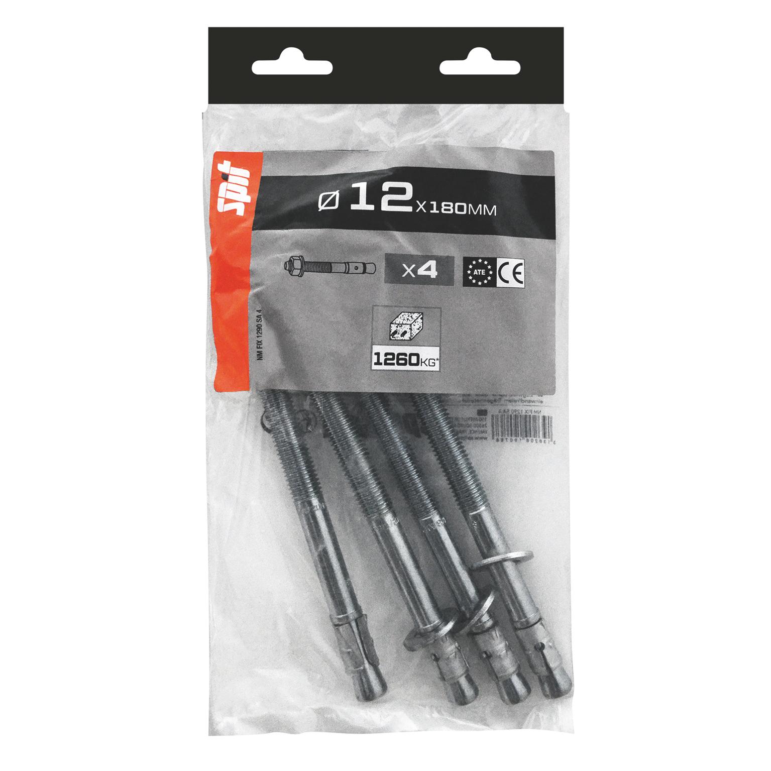 Goujon  à bague  FIX 3 SPIT   Ø12x180MM - Sachet de 4 pièces