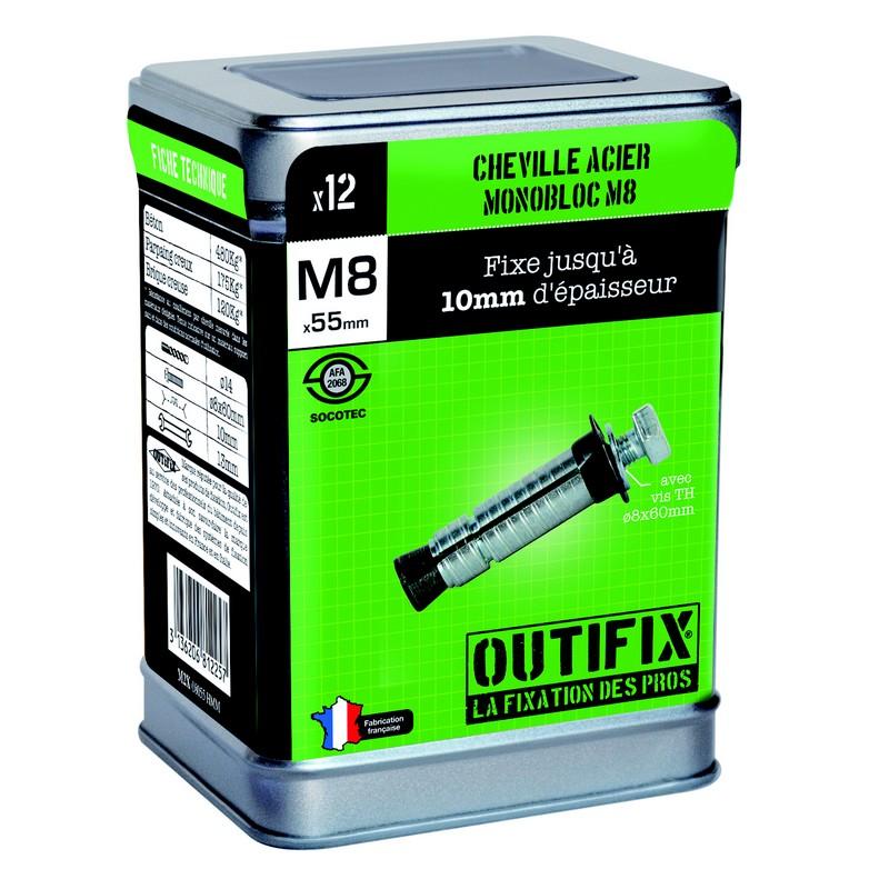 CHEVILLE ACIER M2X D14X55 ET VIS PAR 12