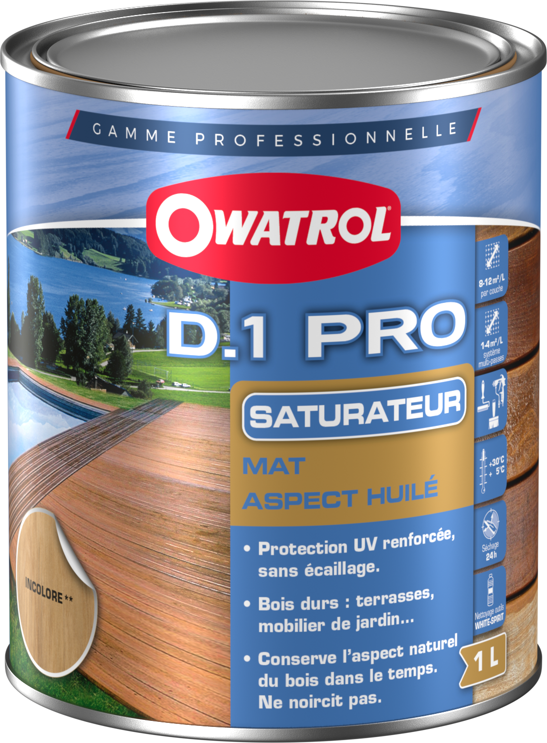Saturateur Bois Exotique D1 PRO OWATROL - Incolore - Pot de 1L