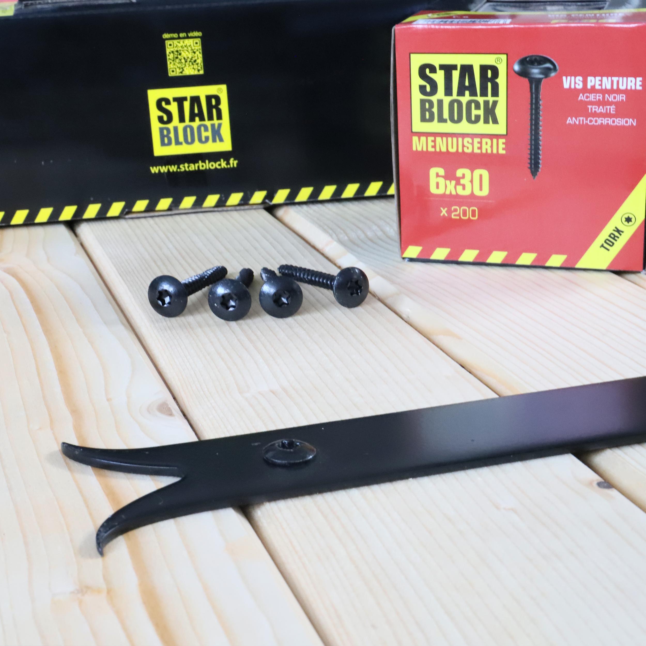 Vis penture STARBLOCK TX Tête large bombée Acier traité noir anticorrosion 7x50 Boite de 100