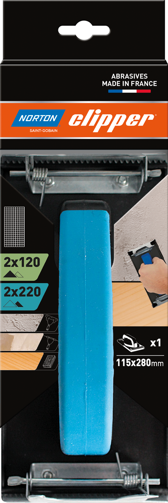 Cale à poncer plâtre + 4 recharges Screen back en maille anti encrassantes 115x280 ASS