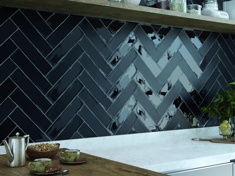 Carrelage mural faïence COLONIAL 7,5x30cm ép.8,6mm - Black Brillo