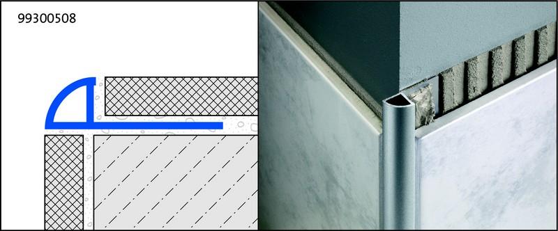 Profilé de finition carrelage - 1/4 de rond fermé DURONDELL Alu Argent anodisé - Longueur 250 cm Ht 10 mm - DRAE 100/250