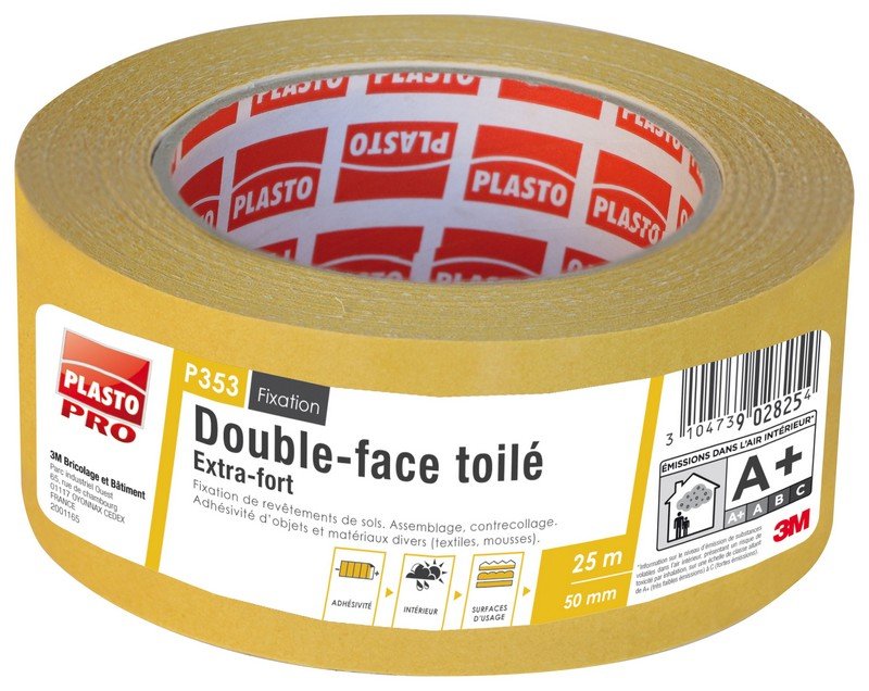 Ruban adhésif double face toile 50 mm x 25 m - EUROCEL - 040011356