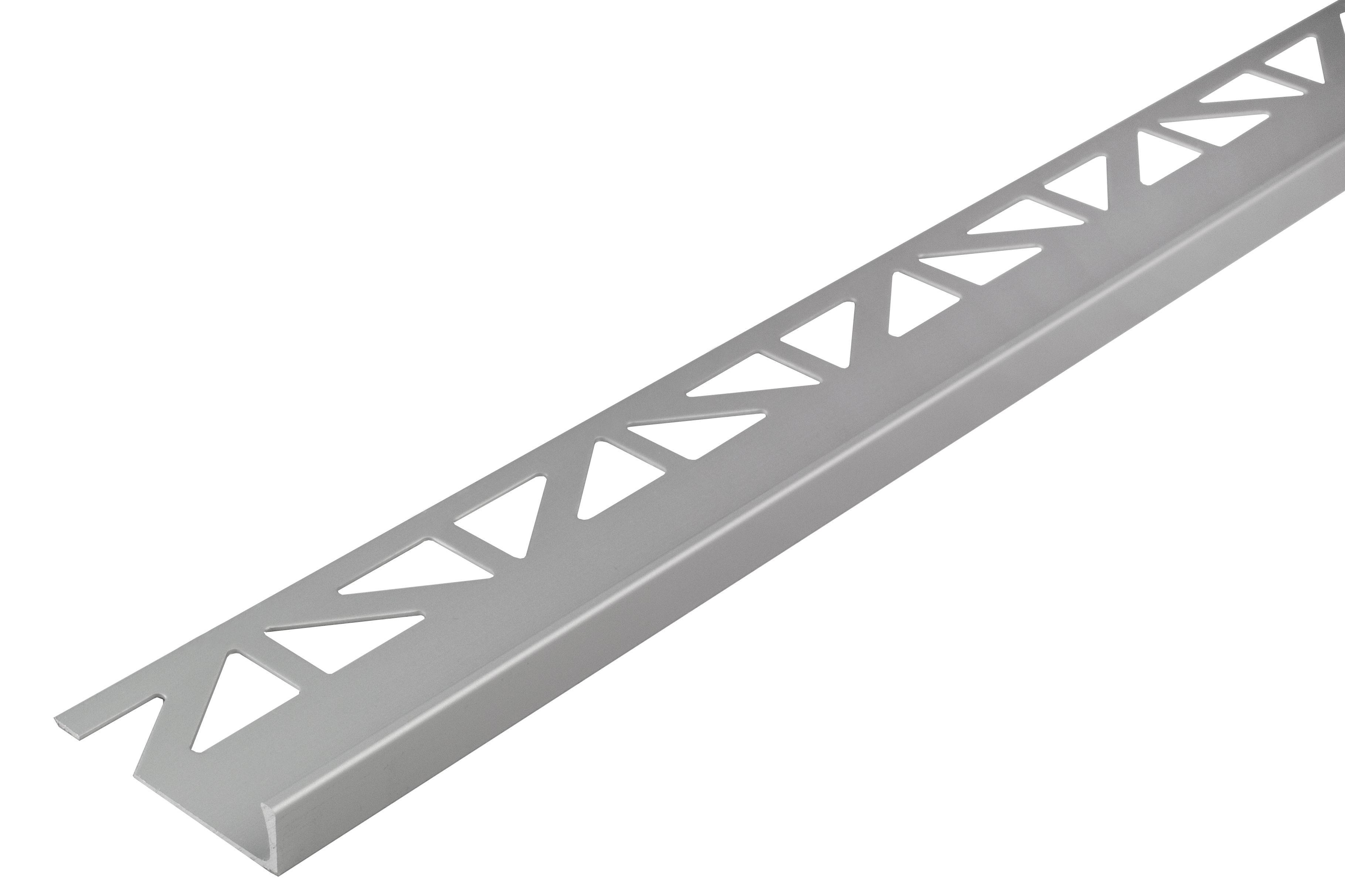 Profilé de finition carrelage - Chant droit DUROSOL-  Aluminium Titane anodisé - Longueur 250 cm - Ht 10 mm - DSAE 100-T/250