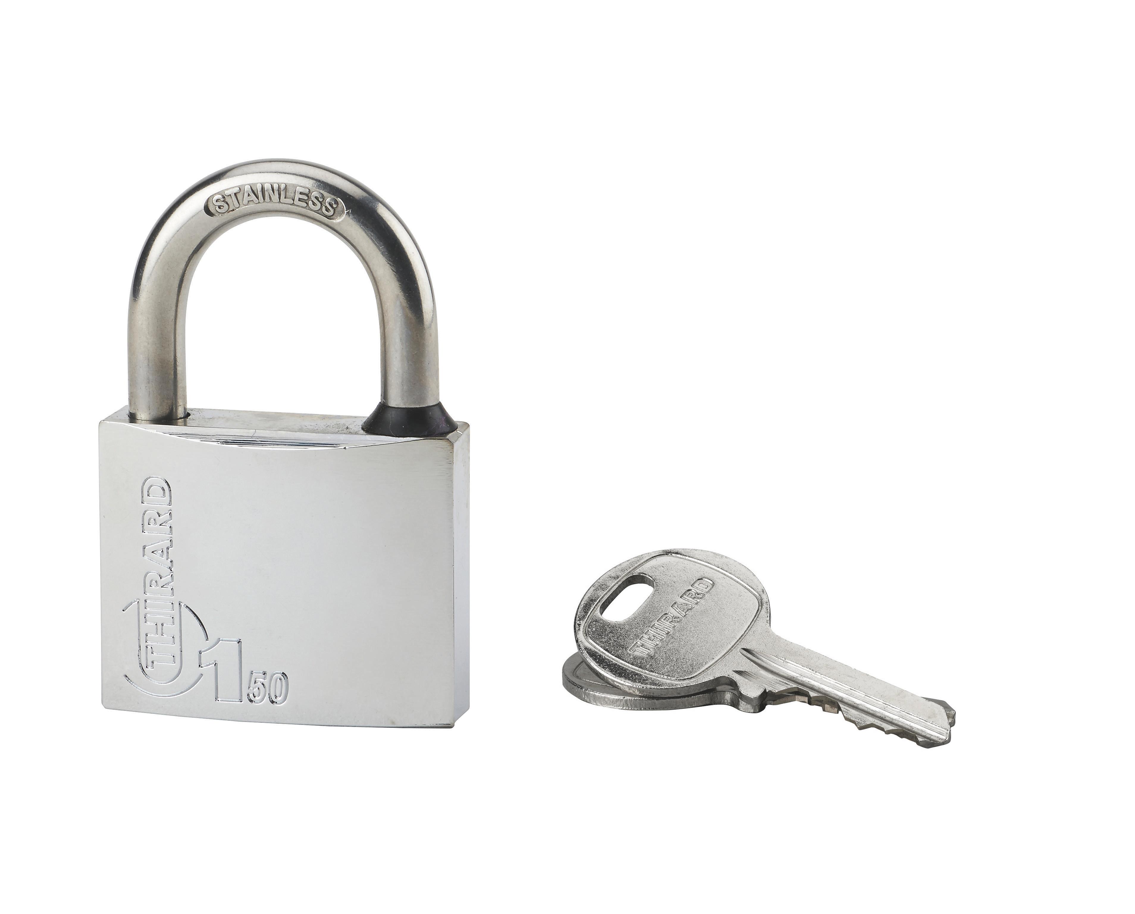 Cadenas type 1 50MM chromé anse inox - Thirard