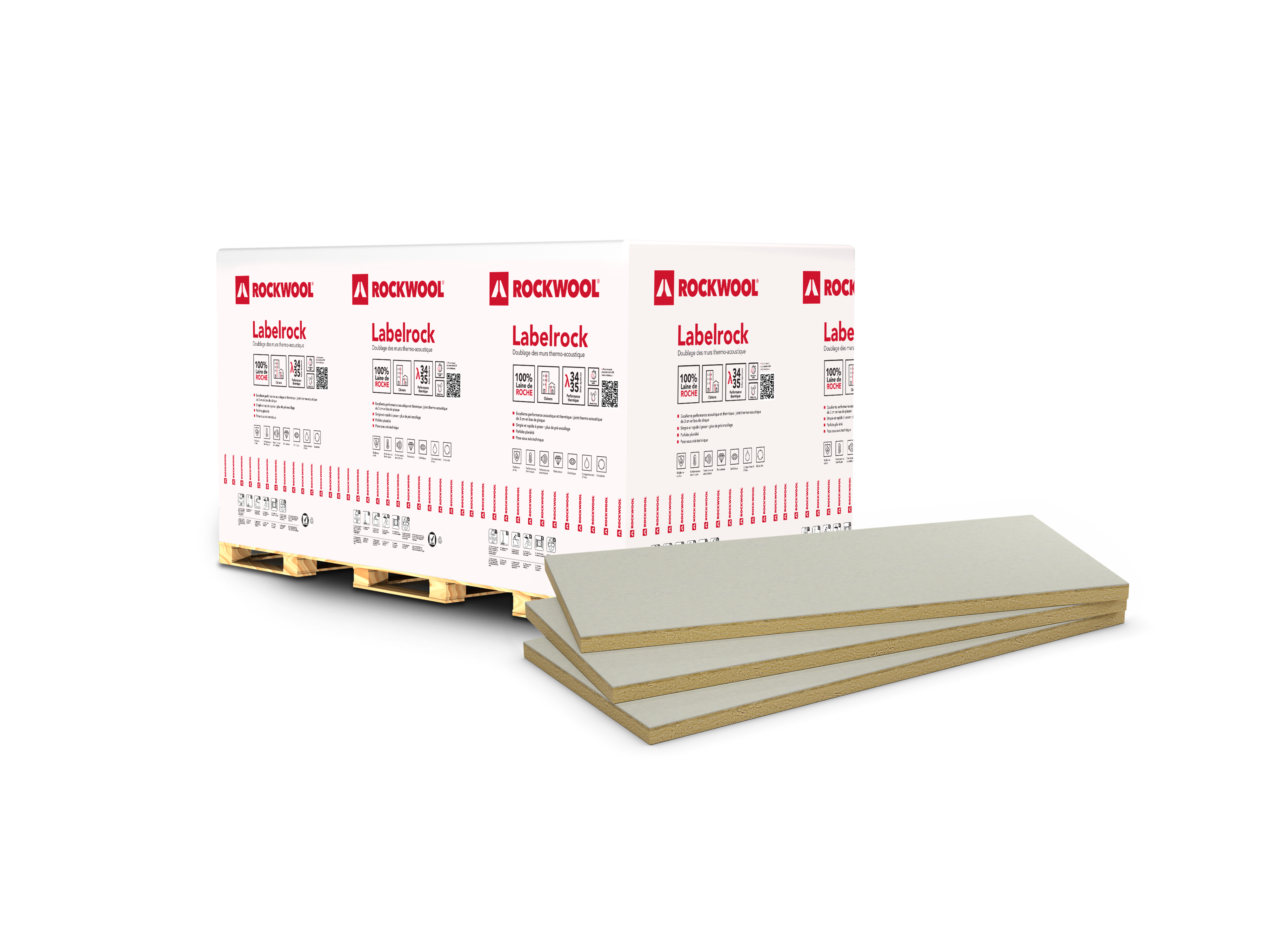 Complexe de doublage isolant LABELROCK bi-densité plaque de plâtre standard ép.10MM L 2500 x l 1200 x ép 90MM R= 2,4