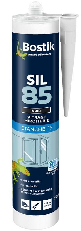 MASTIC SILICONE ACÉTIQUE SIL 85 VITRAGE NOIR - CARTOUCHE 310 ML