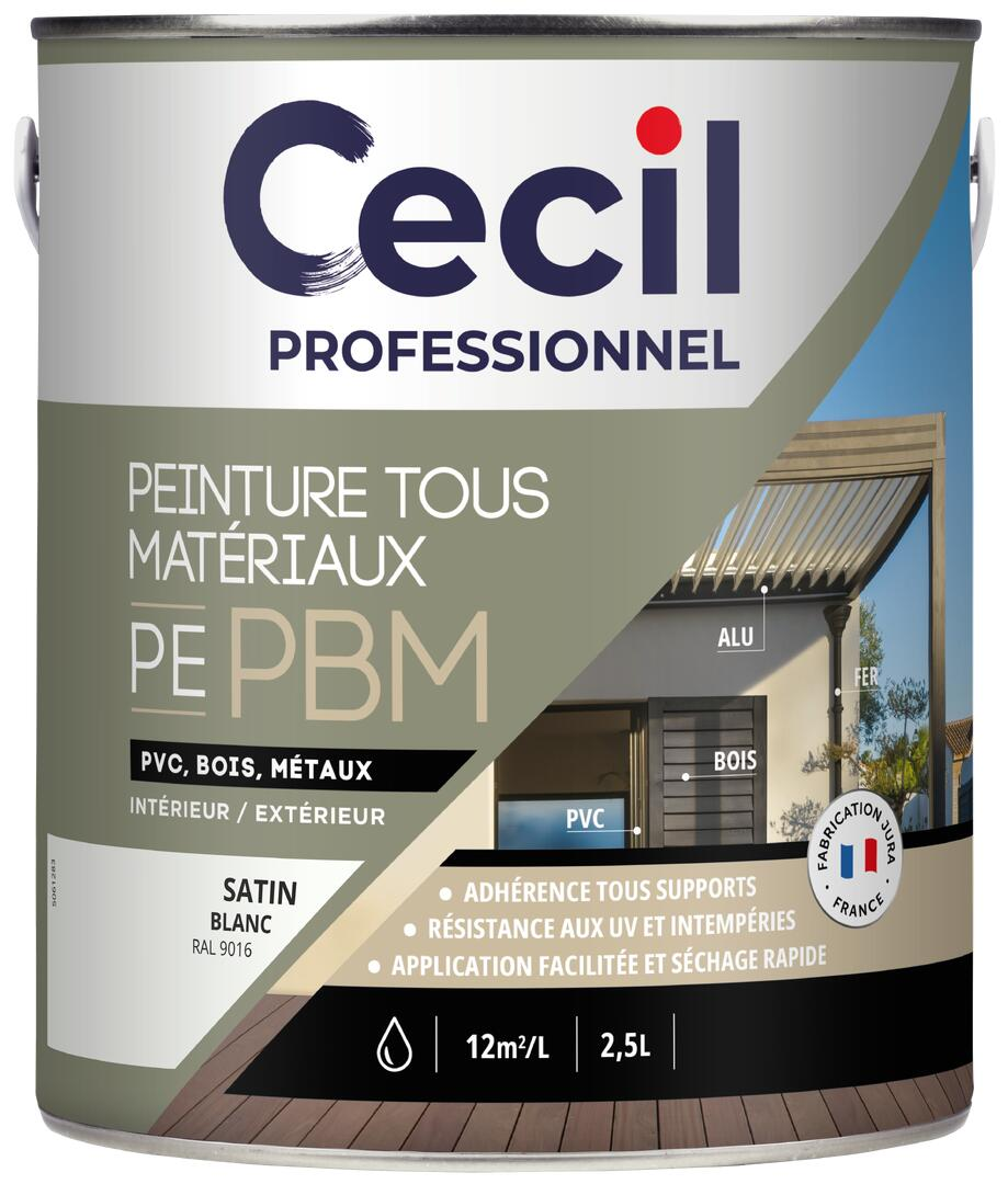 Peinture extérieure multi-matériaux PBMPEINTURE Blanc Satin - 2,5L