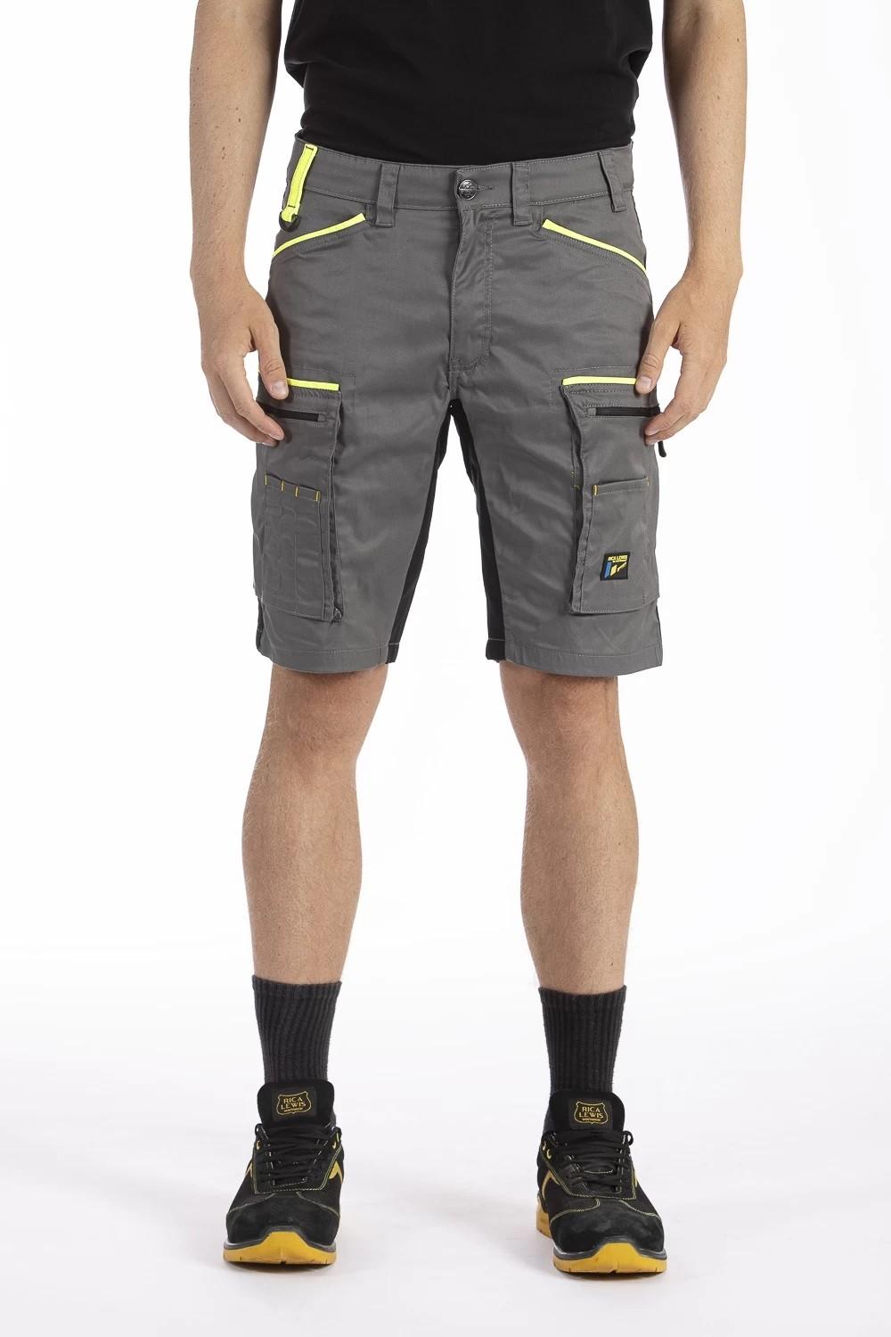 Bermuda multi-poche coupe droite FLUBERM gris et fluo T.40