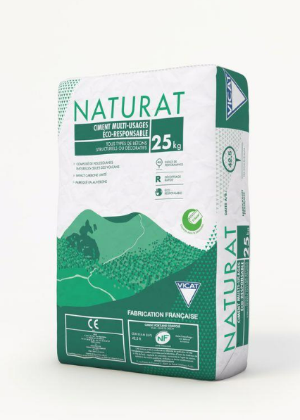 Ciment multi-usages éco-responsable NATURAT CEM II/A-M (LL-P) 42,5 R CE NF sac 25kg