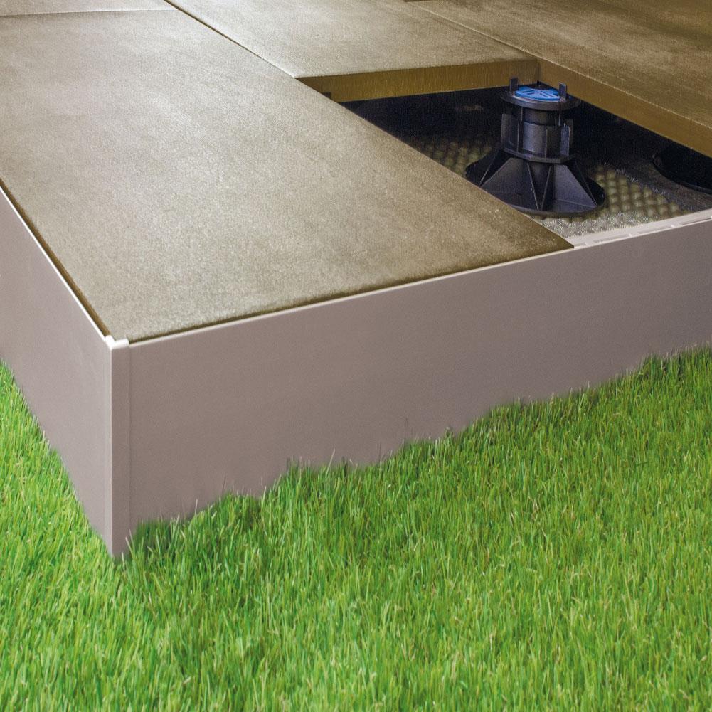 Profilé périphérique de terrasse pour pose de dalle sur plots - DURABAL BO - Longueur 300 cm - Ht 60 mm - Aluminium Gris platine - BOAC 6036/300