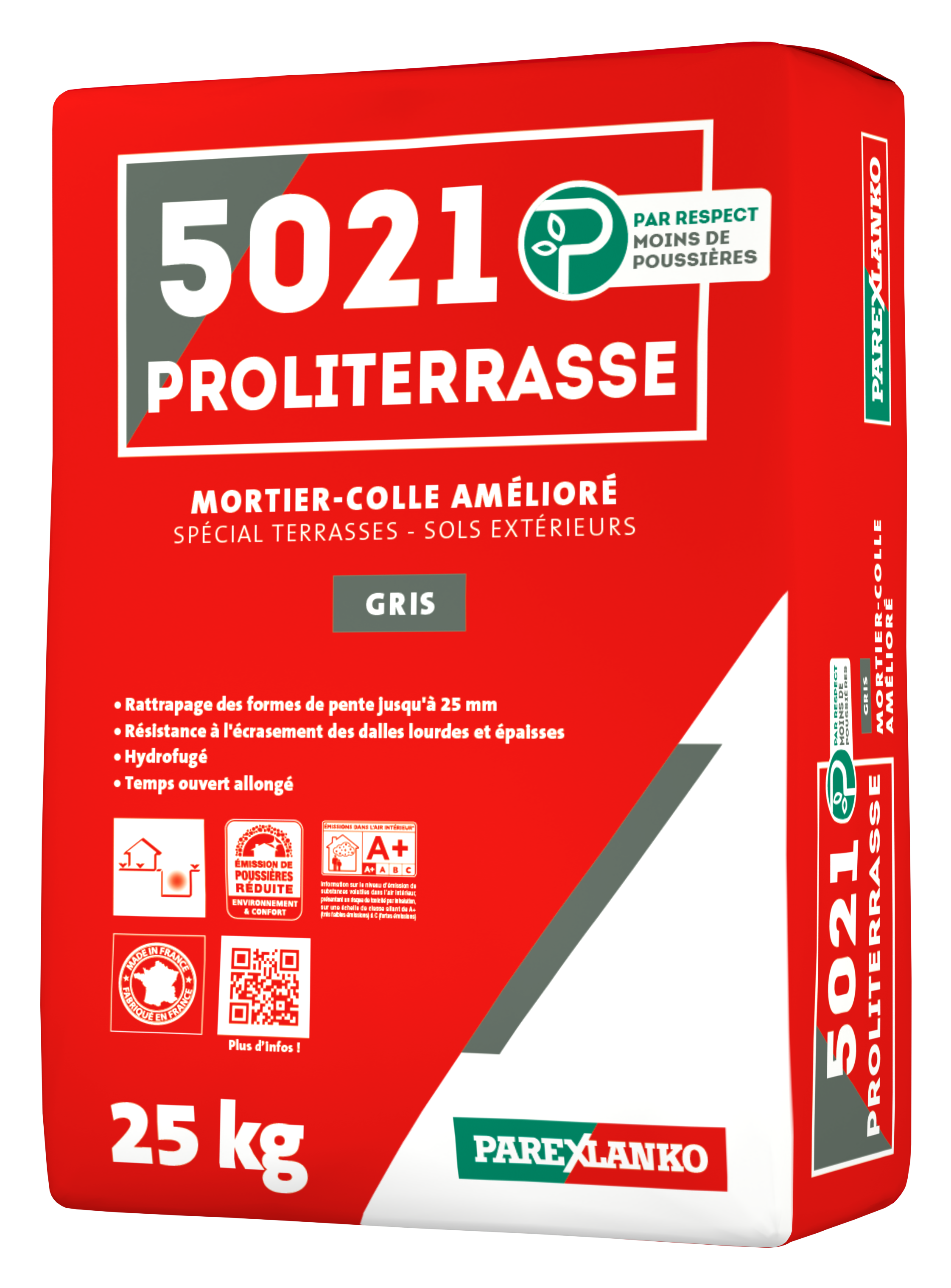 Mortier-colle carrelage amélioré terrasse C2E - PROLITERRASSE 5021 - Gris - Sac de 25kg