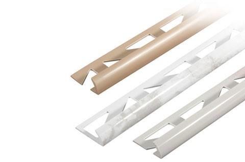 Profilé de carrelage 1/4 rond ouvert - DURABORD - Longueur 250 cm - Ht 8 mm - PVC Blanc Brillant  - DBP 830-S